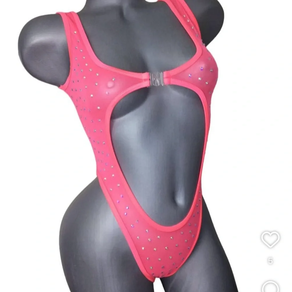 Pink Rhinestone Embellished Bodysuit - Picture 1 of 2